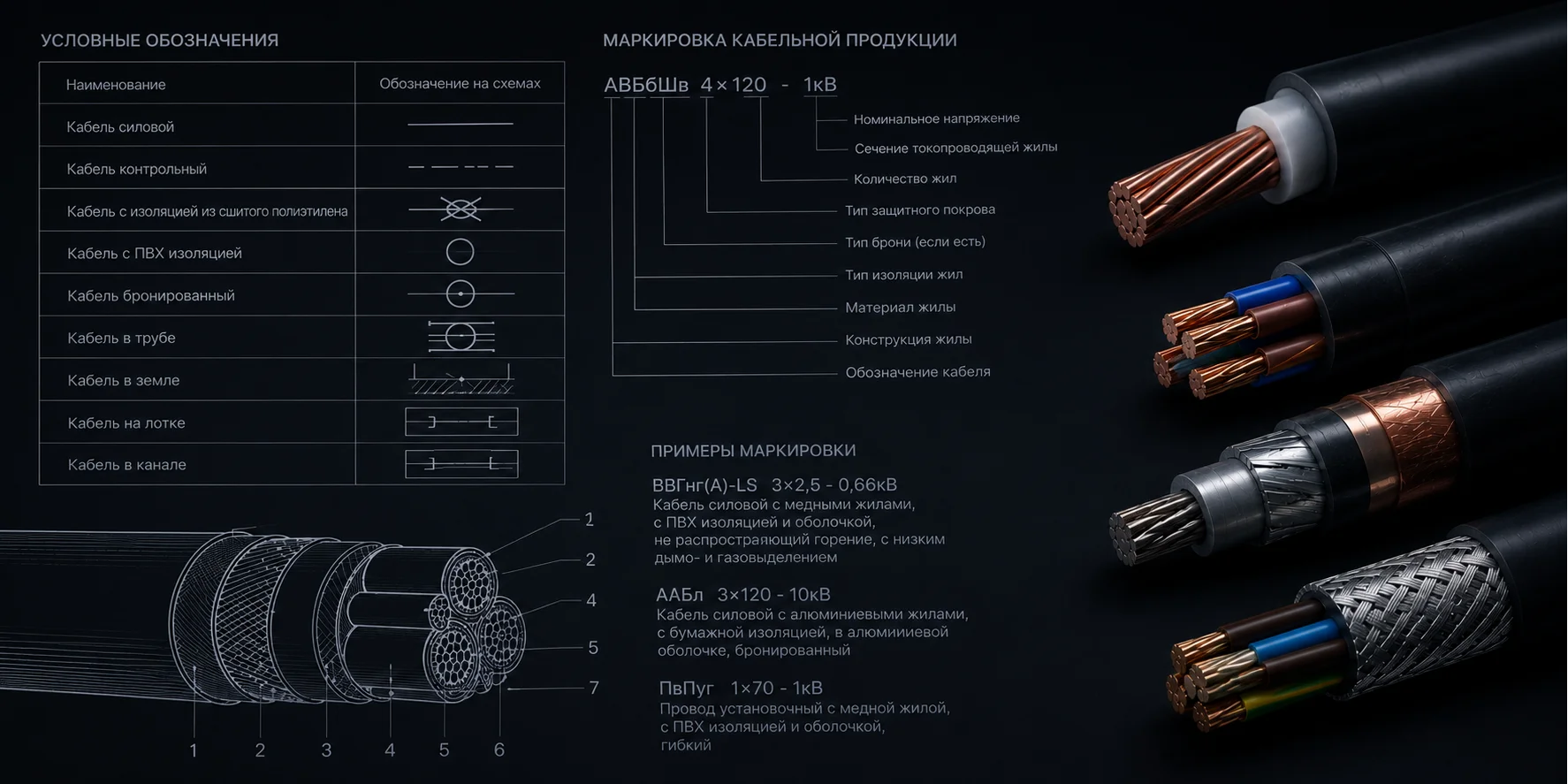 Условные обозначения и маркировка кабельных изделий